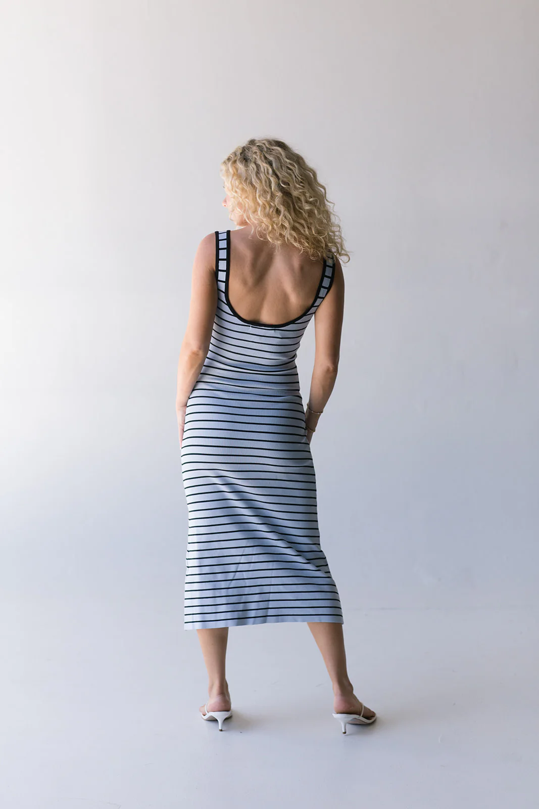 Amber Stripe Dress - Lt Blue / Black - Image 3