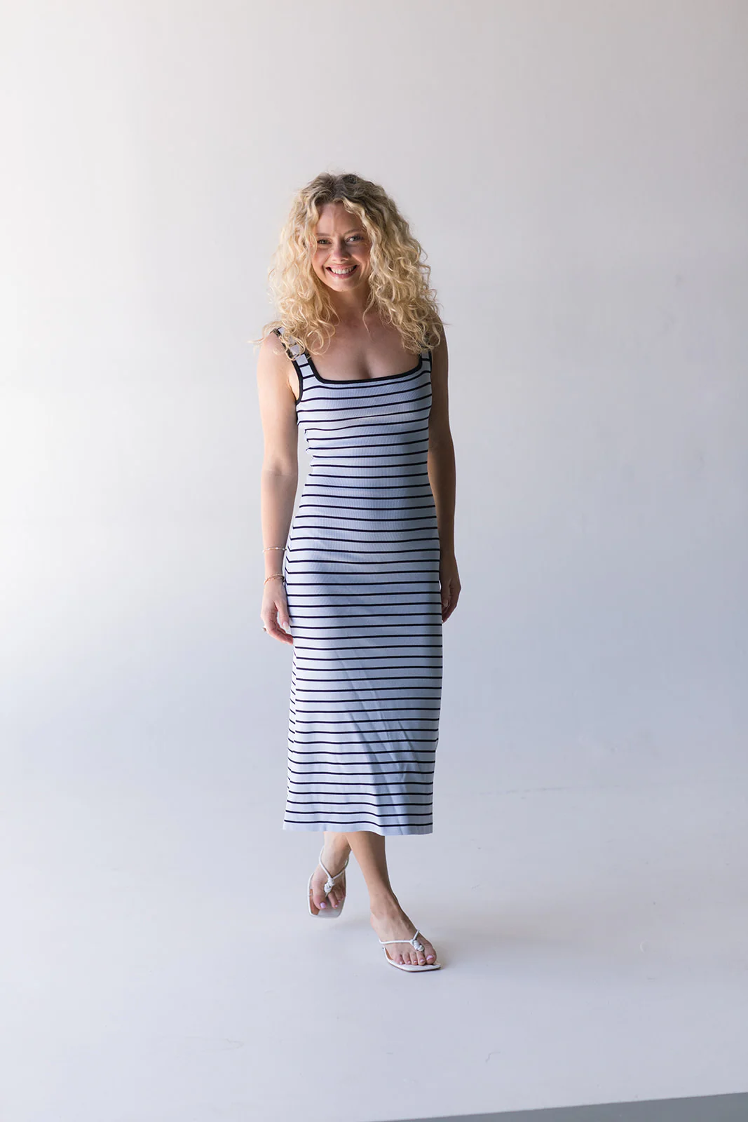 Amber Stripe Dress - Lt Blue / Black - Image 4
