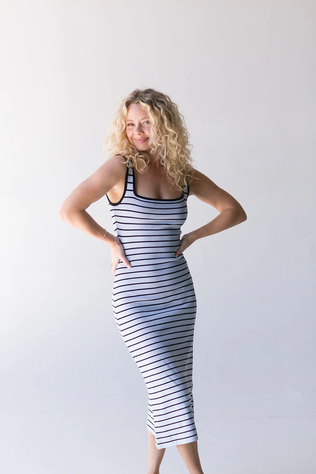 Amber Stripe Dress - Lt Blue / Black - Image 5