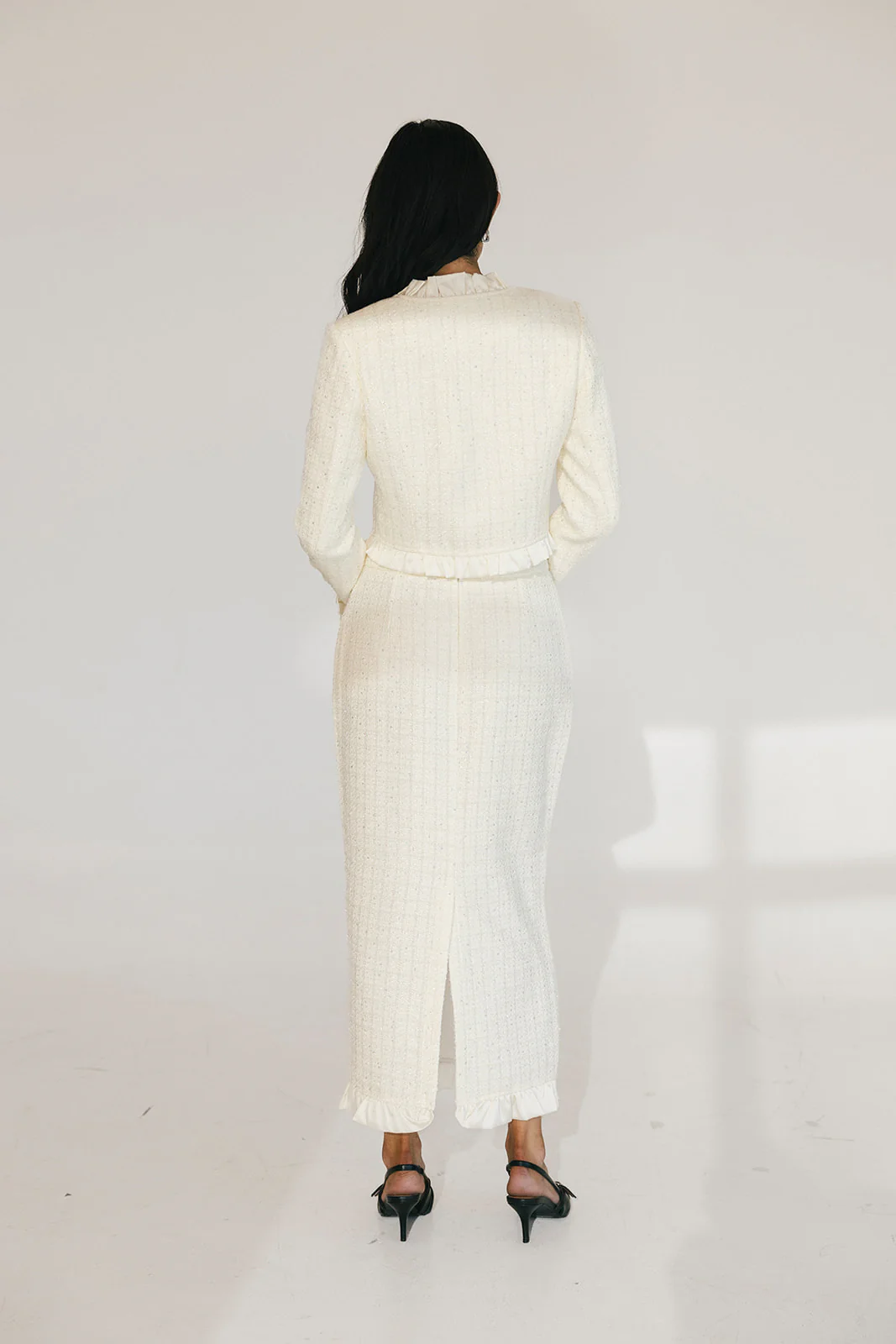 Chloe Tweed Skirt Set - Cream - Image 11