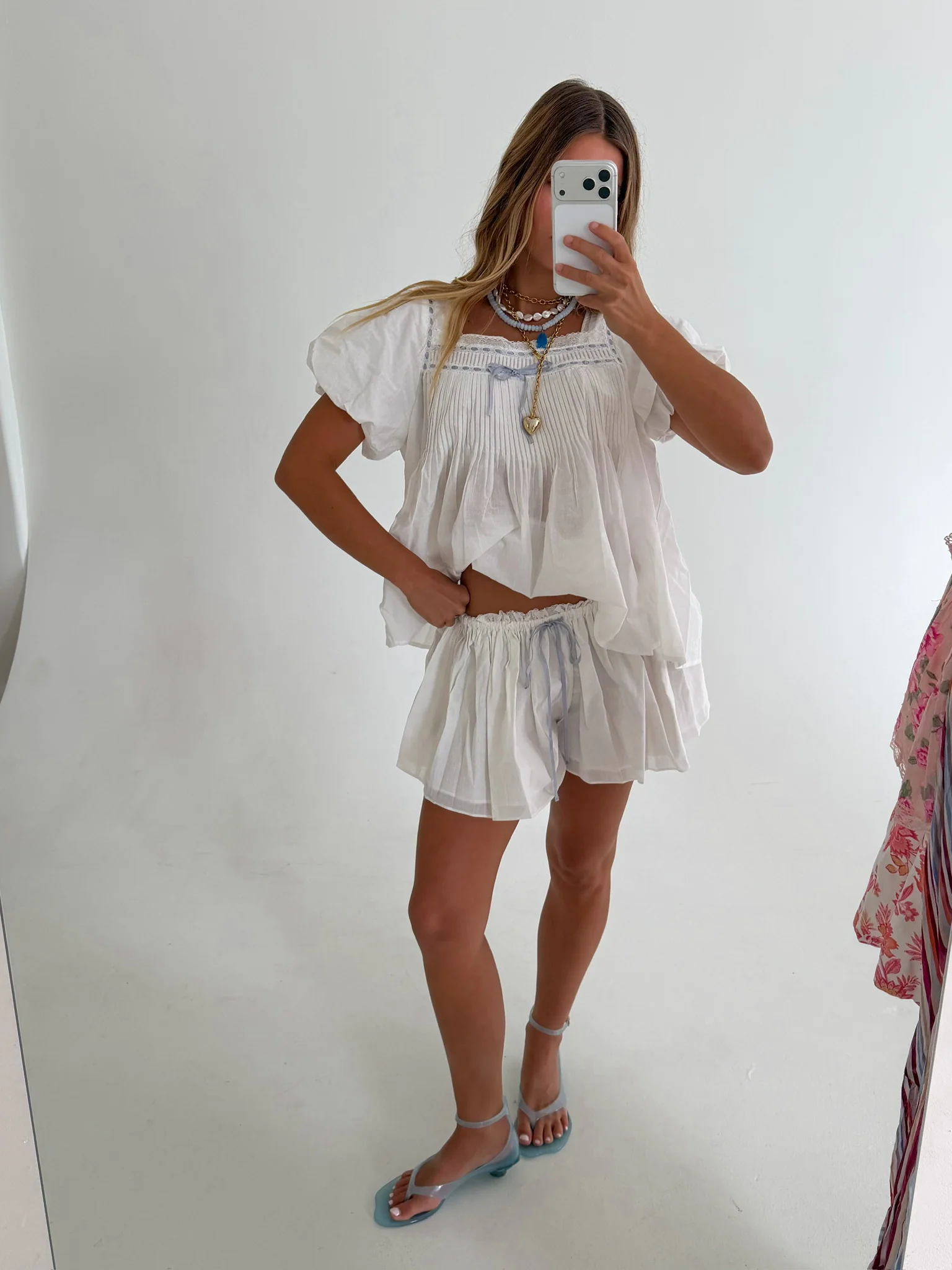 Casey Poplin Top - Off White - Image 3