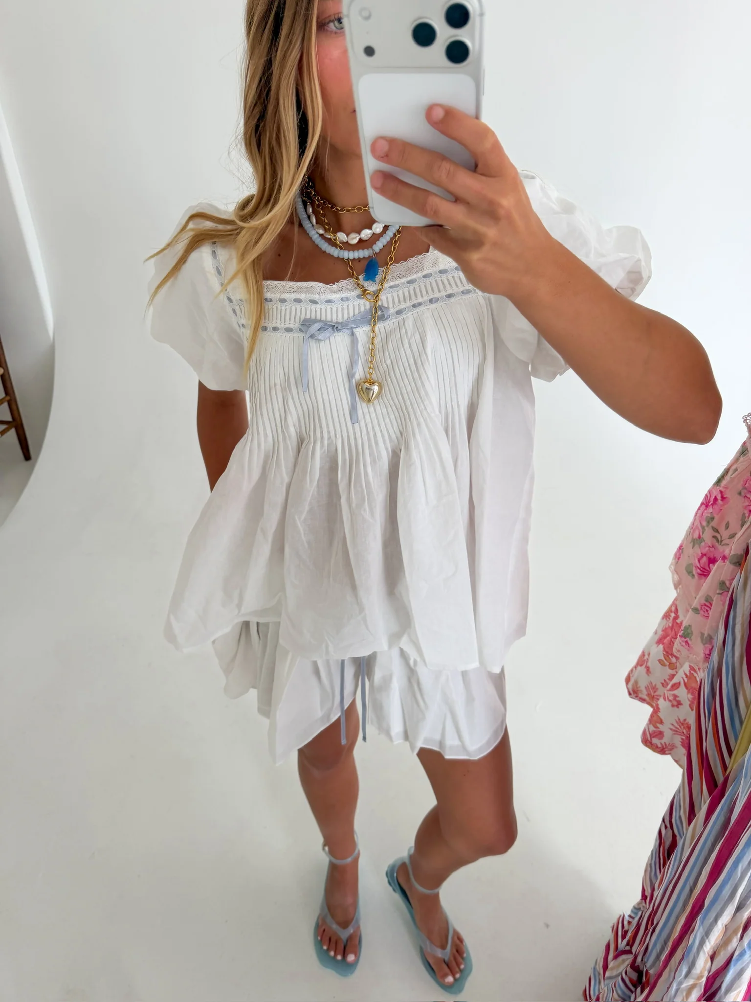 Casey Poplin Top - Off White - Image 4