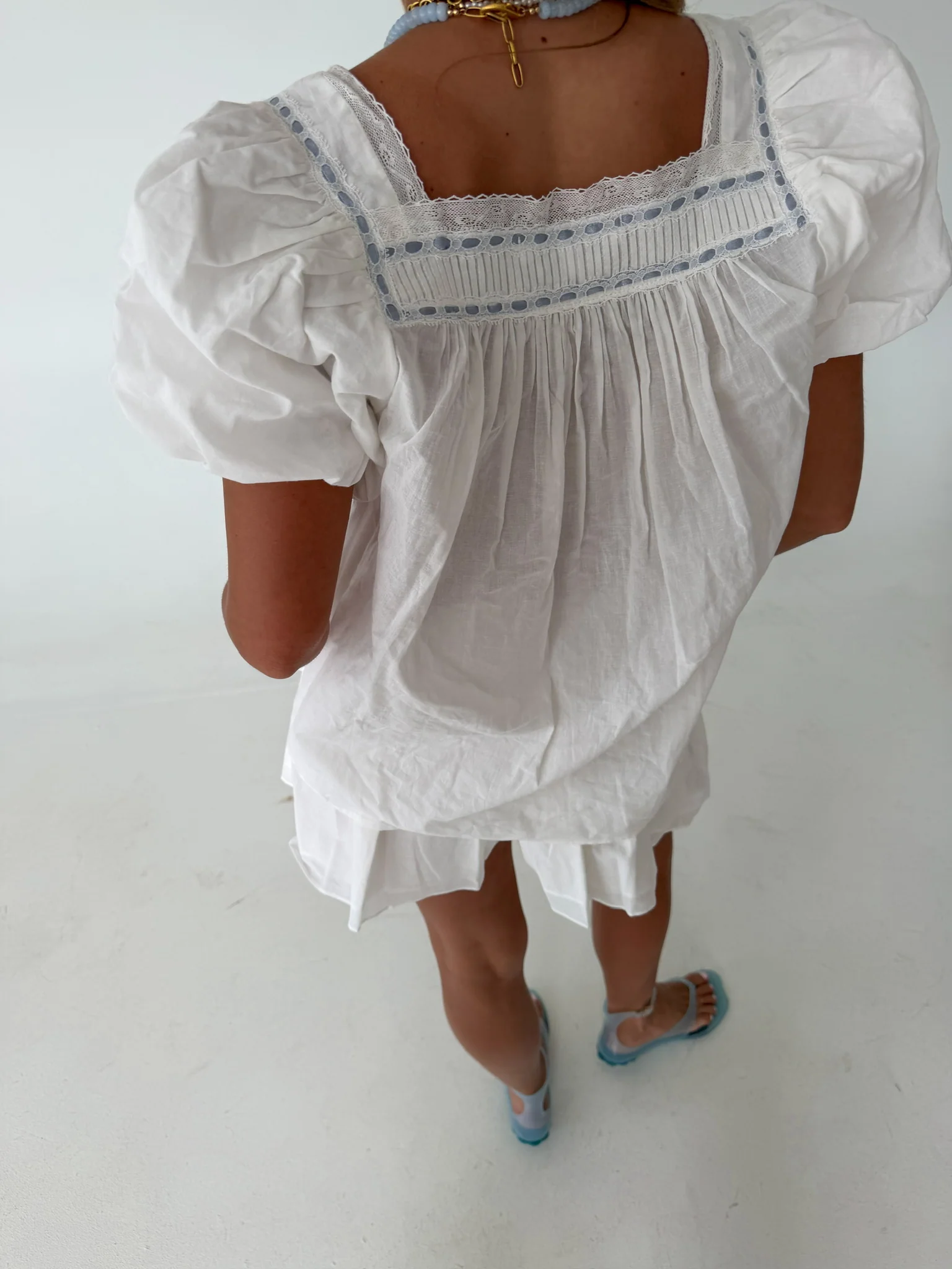 Casey Poplin Top - Off White - Image 5