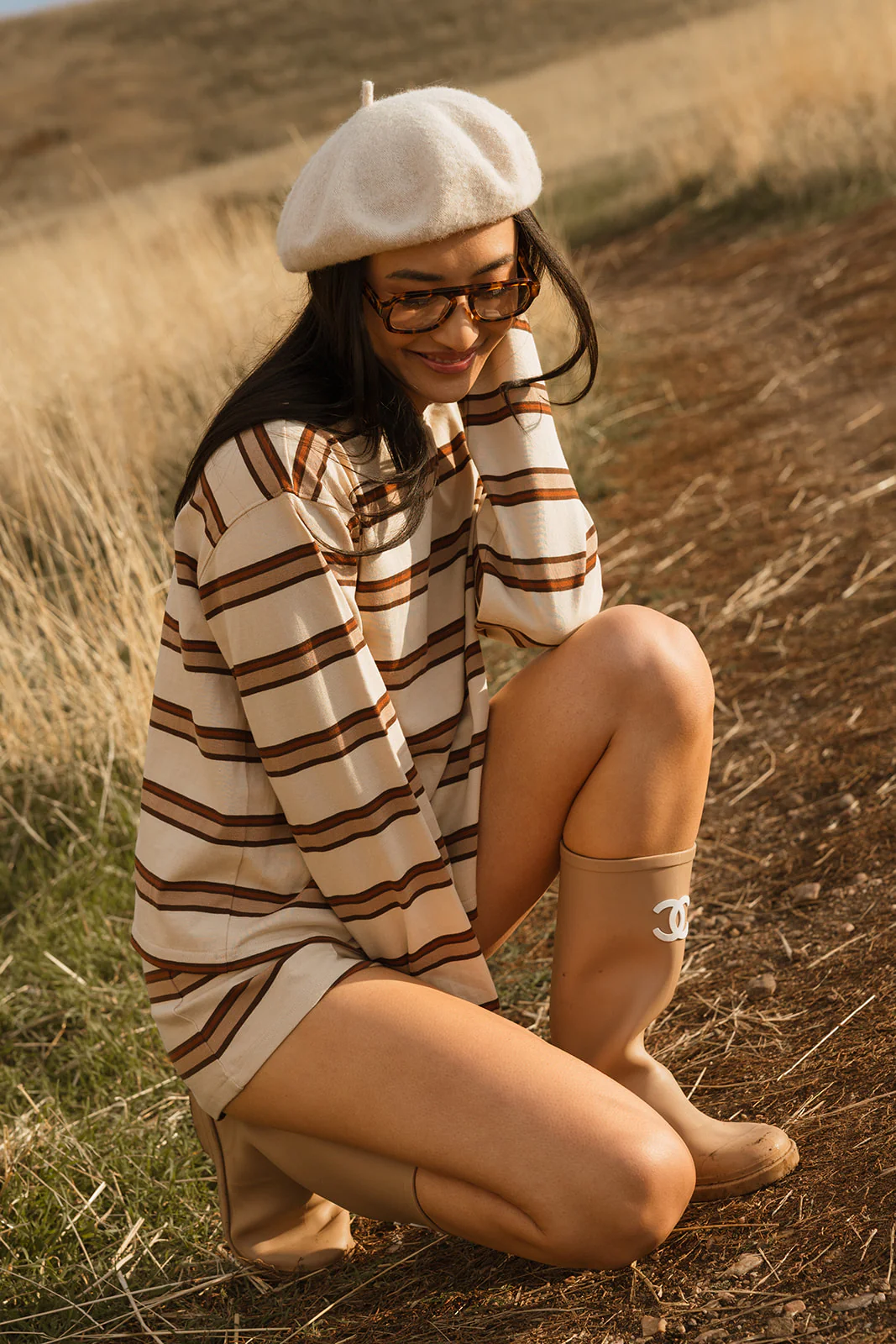 Fancy Button Striped Shorts - Desert Sand Brown - Image 20