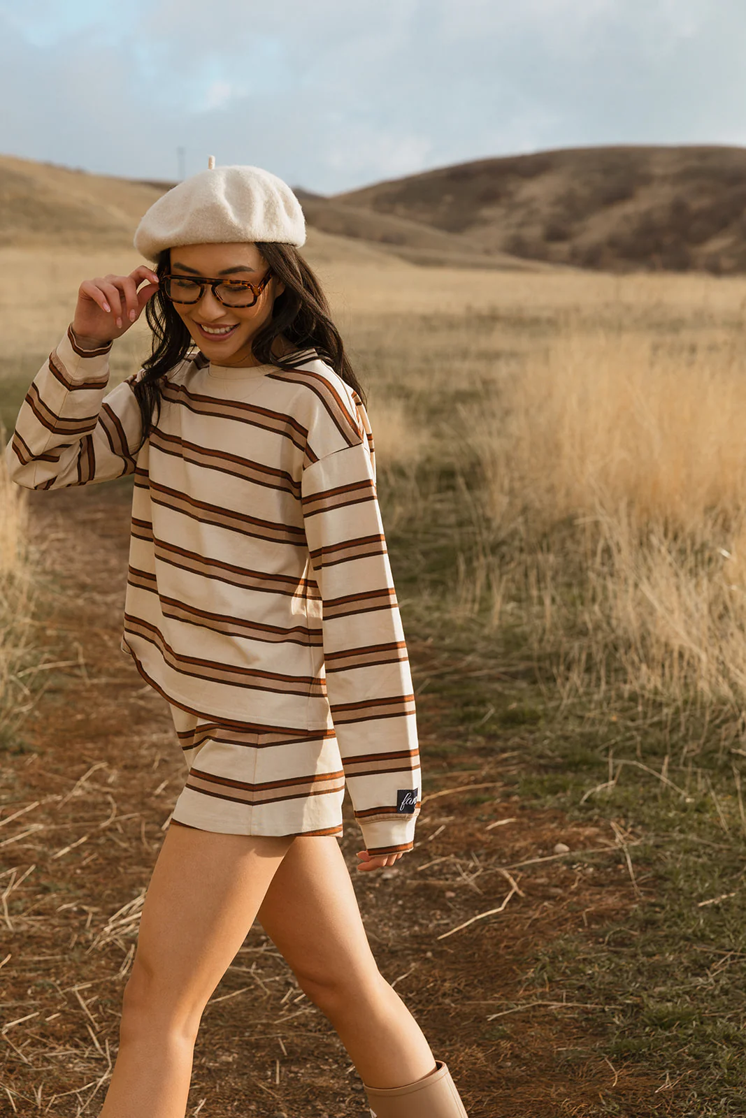 Fancy Button Striped Shorts - Desert Sand Brown - Image 5