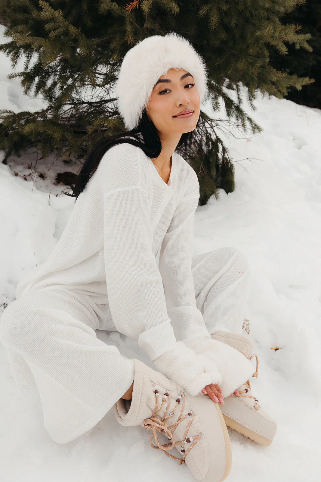 Fancy Buttoned Waffle Long Sleeve - Snow White - Image 22