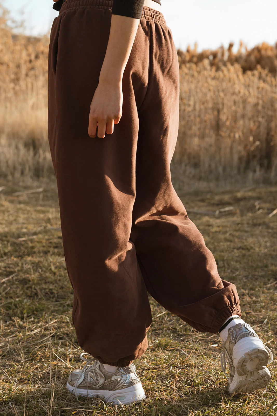Fancy Fleece Cuffed Leg Sweatpants - Desert Sand Brown - Image 8