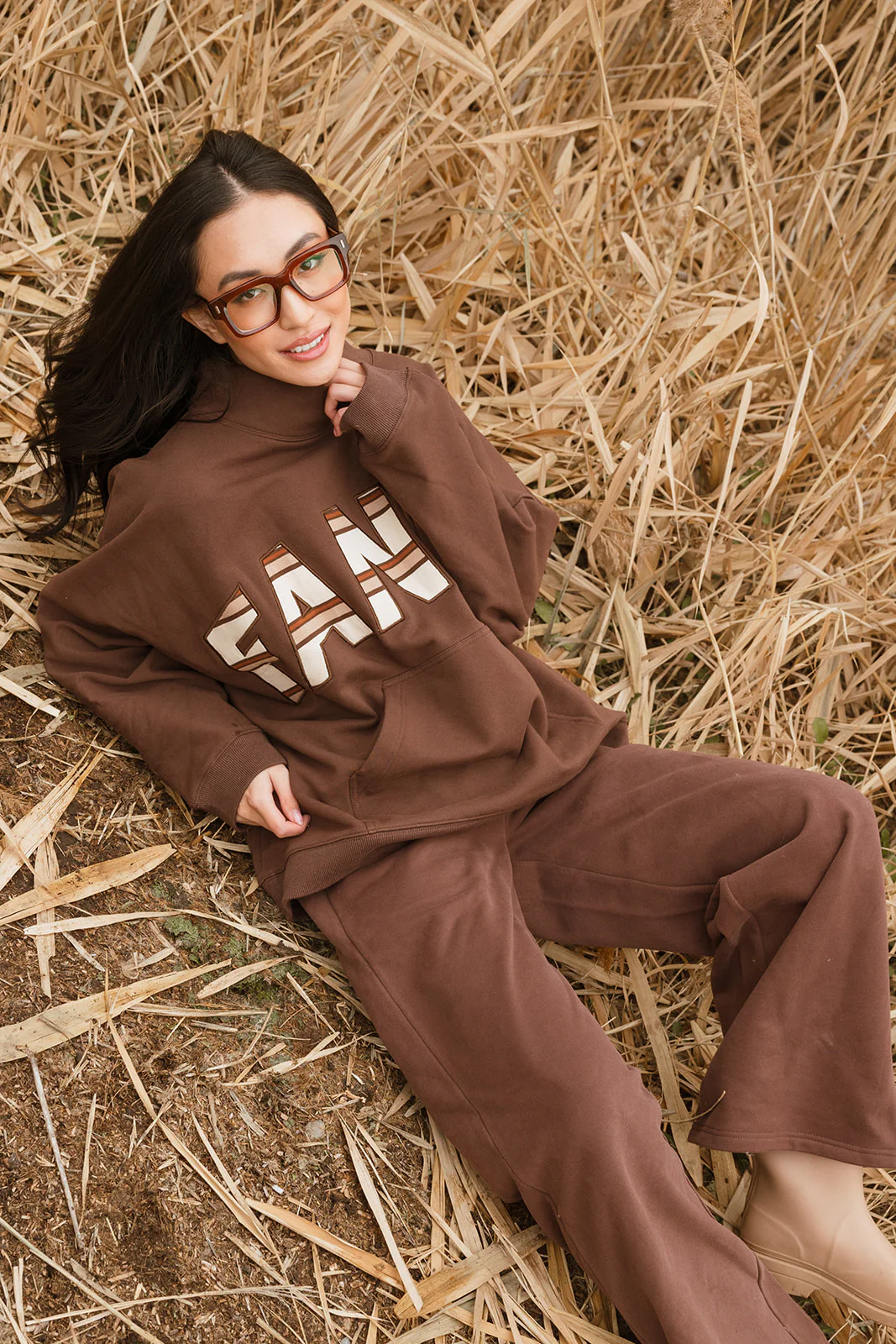 Fancy Fleece Wide Leg Sweatpants - Desert Sand Brown - Image 11