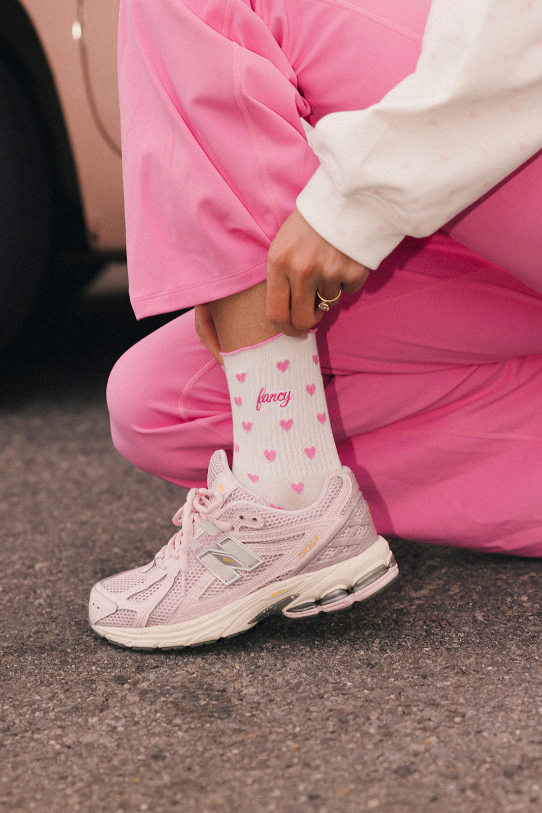Fancy Heart Ruffle Socks - Fuchsia Pink - Image 3