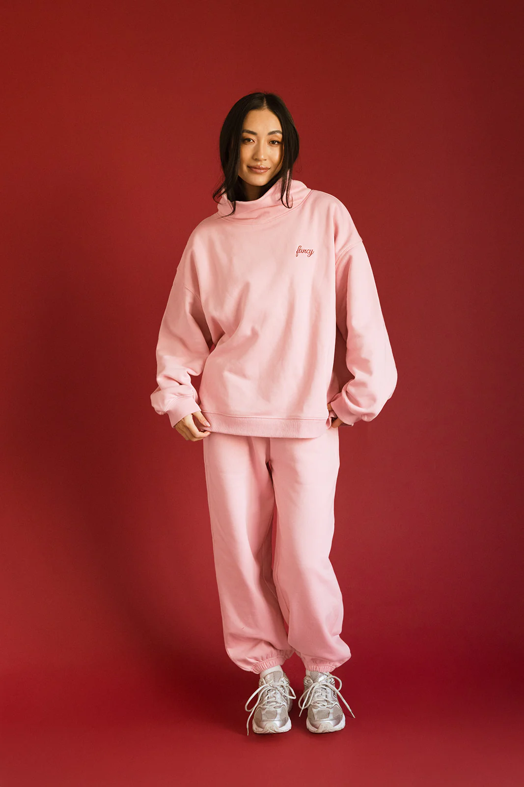Fancy Oversized Fleece Embroidered Rolled Neck - Gumdrop - Image 6
