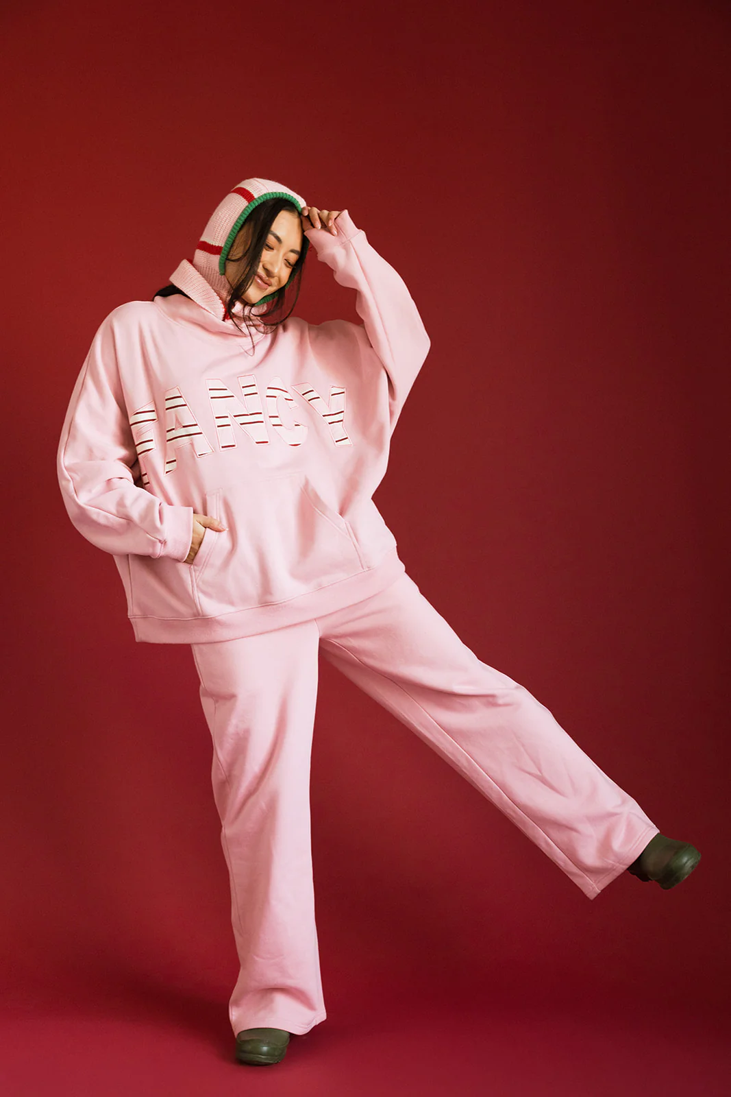 Fancy Oversized Fleece PocketCloud Striped Mockneck - Gumdrop - Image 17