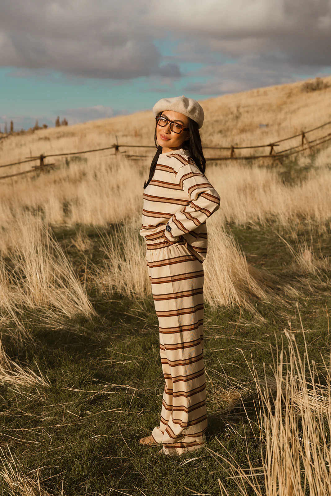 Fancy Striped Button Pants- Desert Sand Brown - Image 10