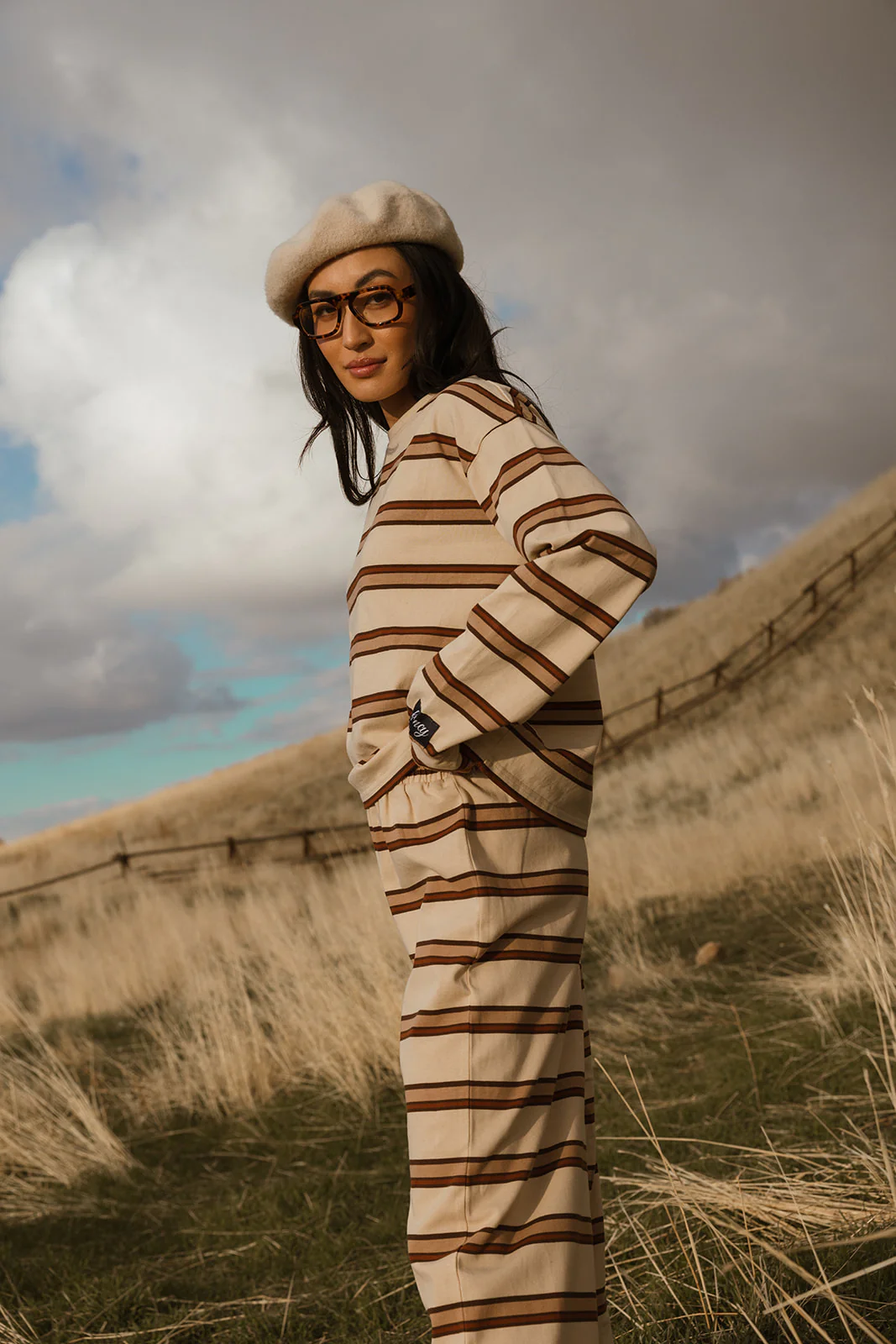 Fancy Striped Button Pants- Desert Sand Brown - Image 22