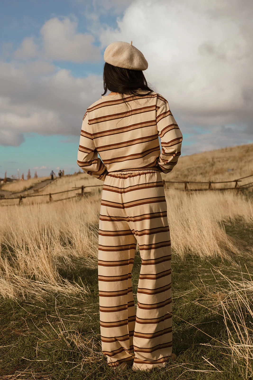 Fancy Striped Button Pants- Desert Sand Brown - Image 6