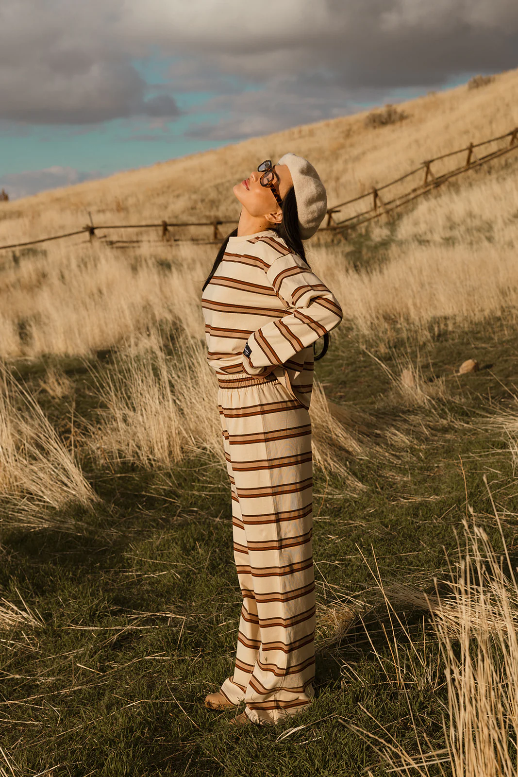 Fancy Striped Button Pants- Desert Sand Brown - Image 9