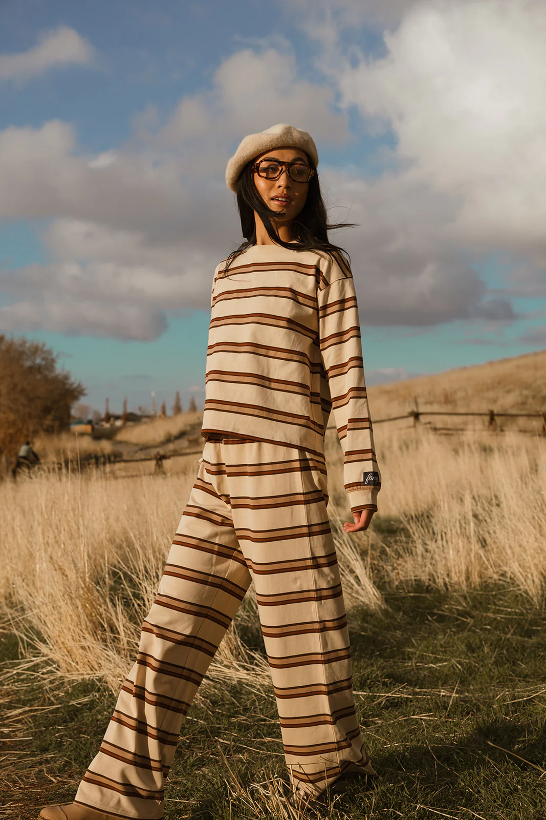 Fancy Striped Long Sleeve Top - Desert Sand Brown - Image 47
