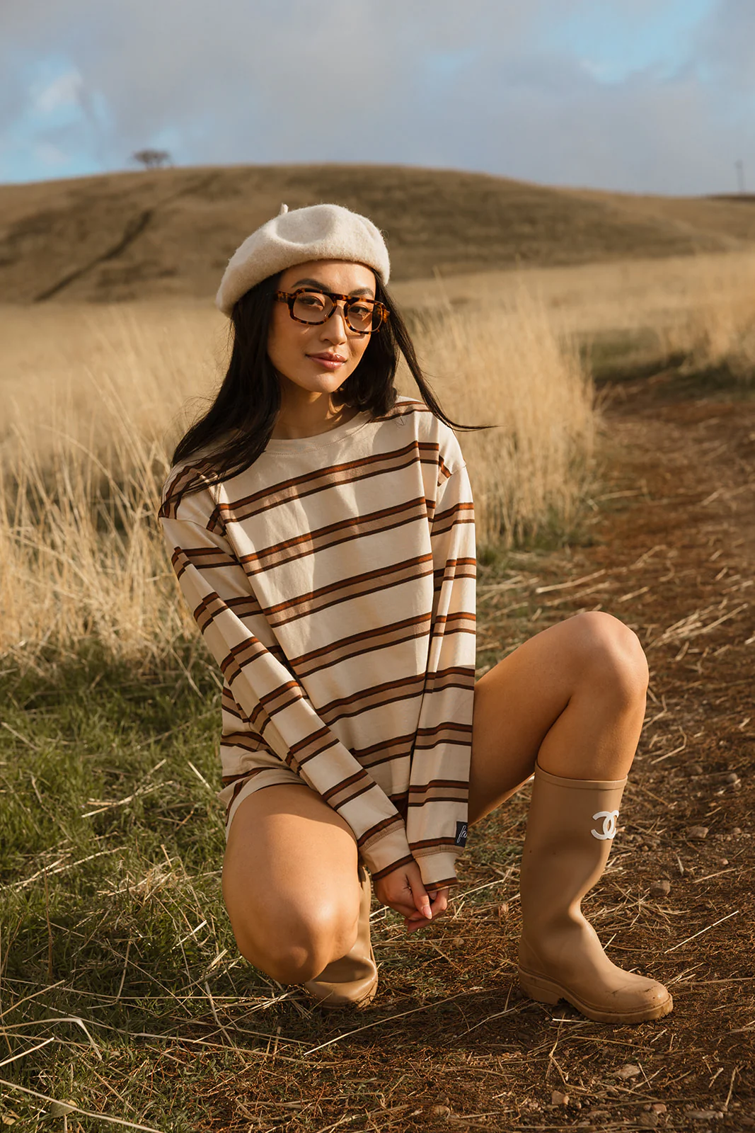 Fancy Striped Long Sleeve Top - Desert Sand Brown - Image 5