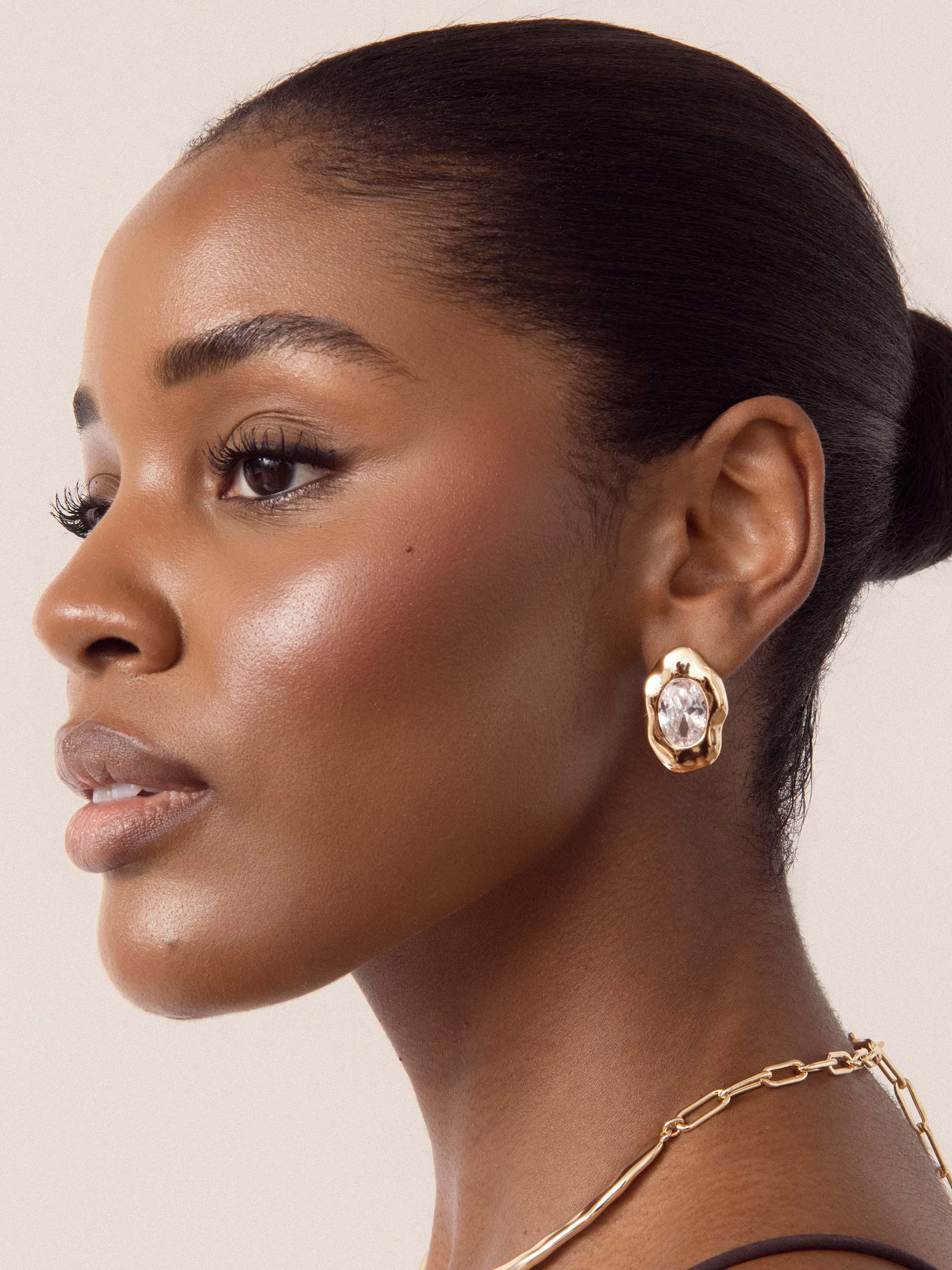 Molten Glow Crystal Studs: Clear Crystal with 18k Gold Plating - Image 4