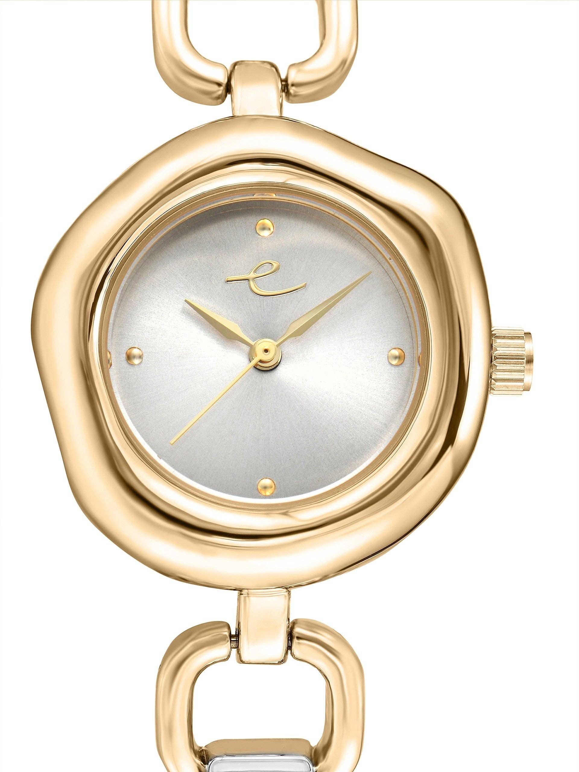 Open Circle Bracelet Watch in Mixed Metal: Brushed Silver Dial with Mixed Metal - Image 5