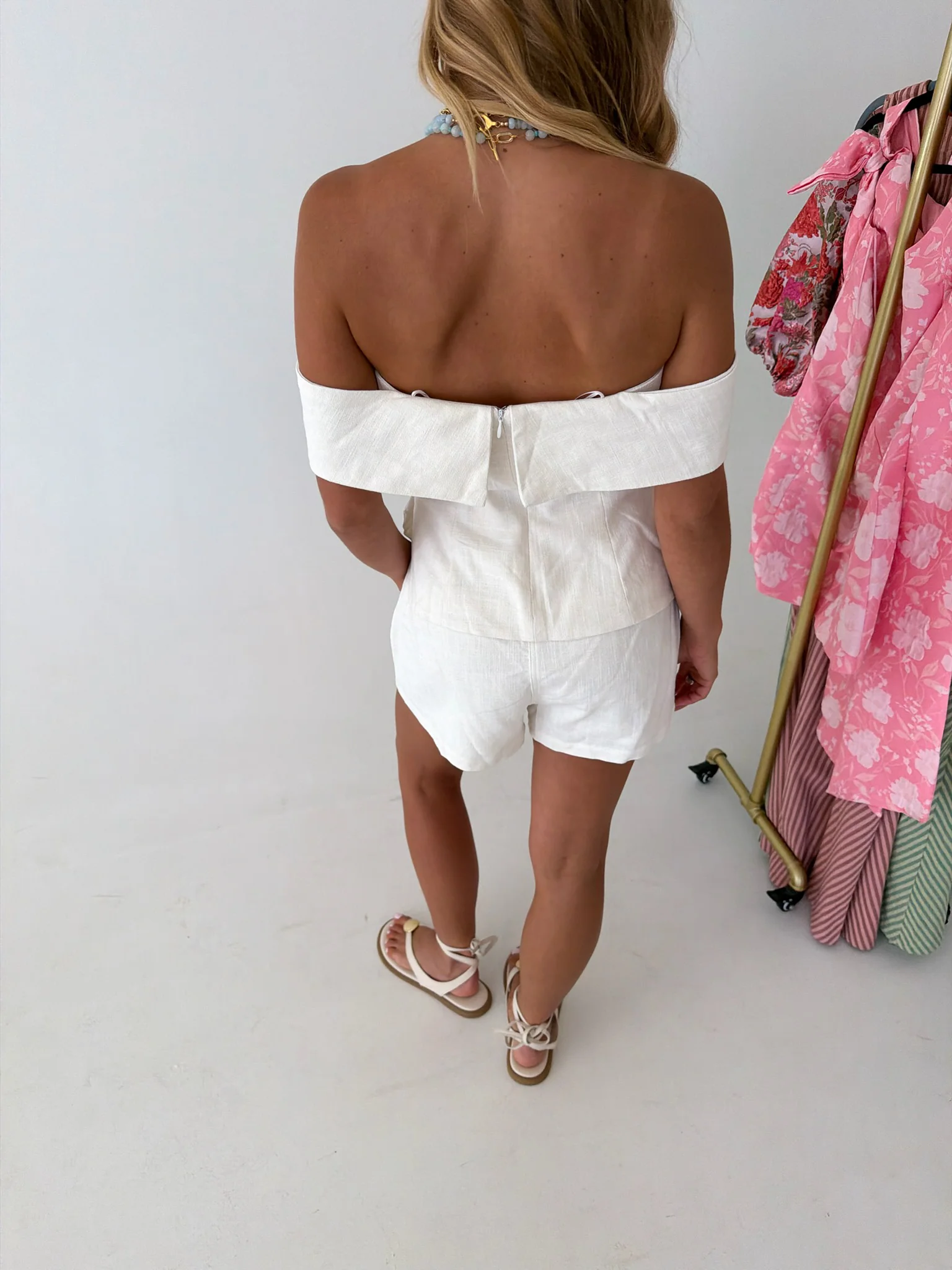Valorie Linen Shorts Set - Off White - Image 3
