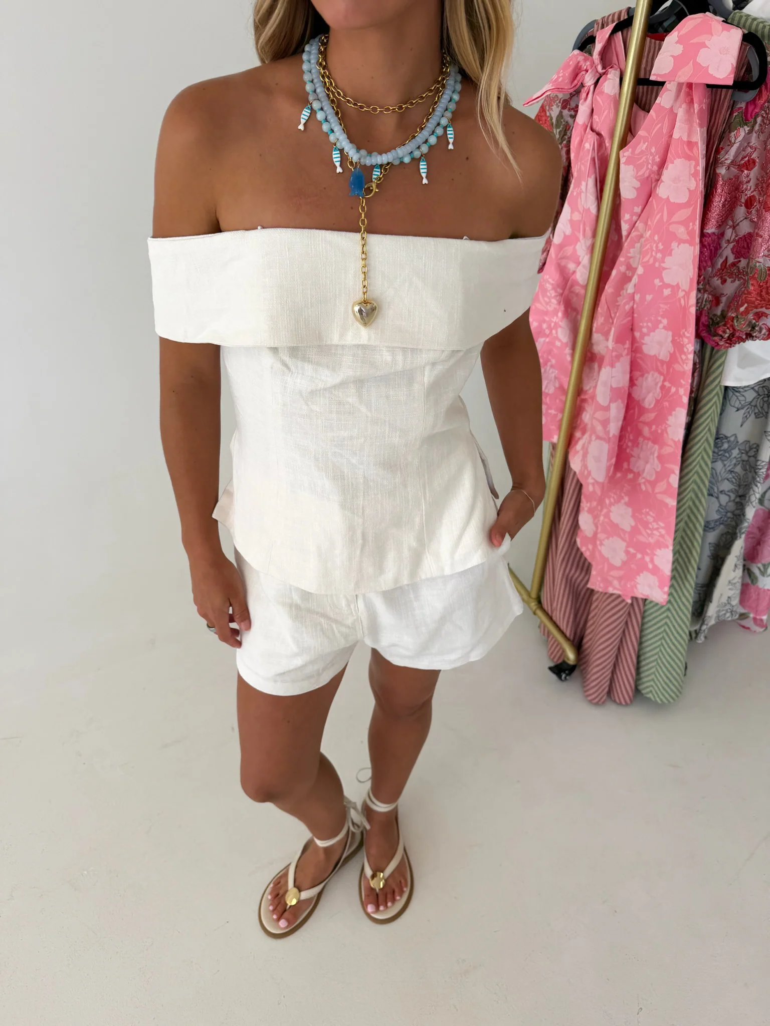 Valorie Linen Shorts Set - Off White - Image 4